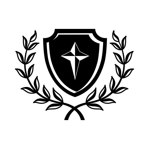 Shield with cross and a laurel wreath icon vector image