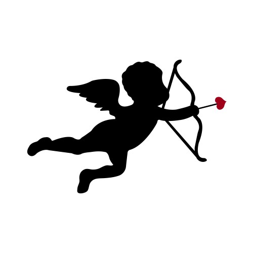 Cute cupid silhouette on white background vector image