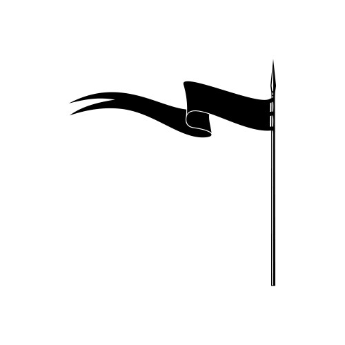 Waving medieval flag on handle retro black banner vector image