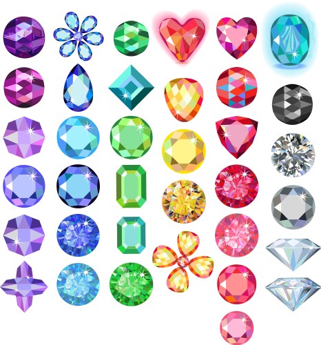 Set of colored gems vector image