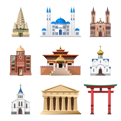 Cathedrals churches and mosques building vector image