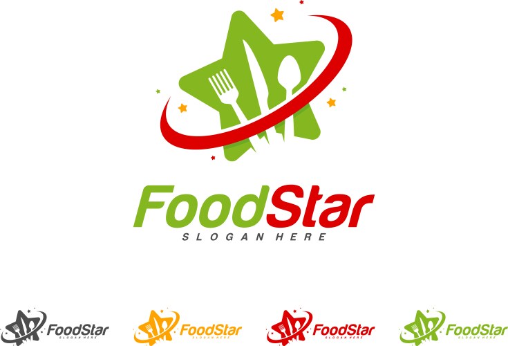 Creative food star logo design restaurant vector image