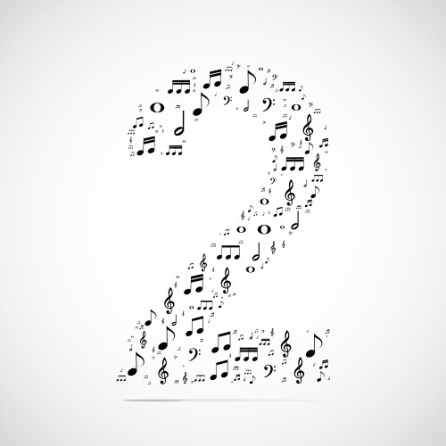 Number two made from music notes vector image