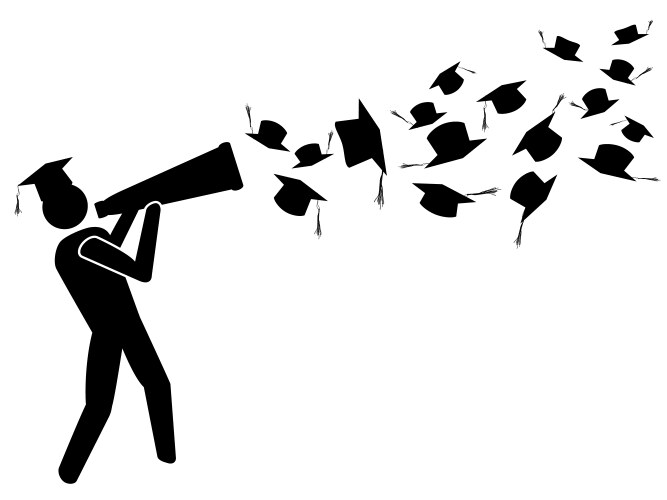 graduate for success with megaphone vector image