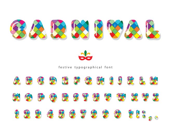 Carnival 3d glossy font colorful bright vector image