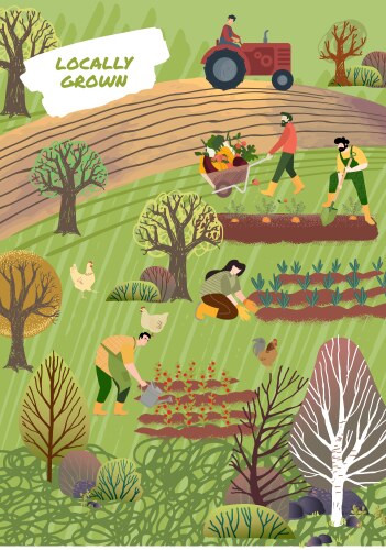 Organic farming agriculture and gardening vector image