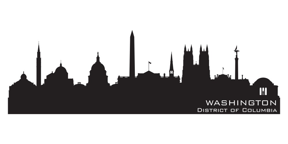 washington dc city skyline silhouette vector image