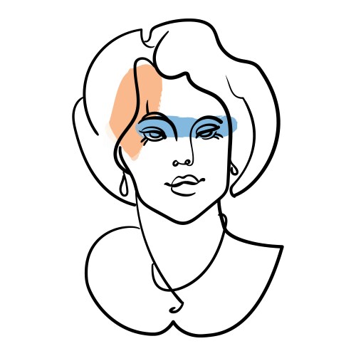 One line girl face portrait woman head vector image