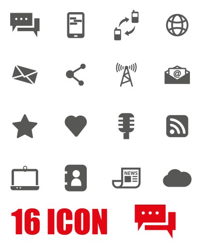 Grey communication icon set vector image