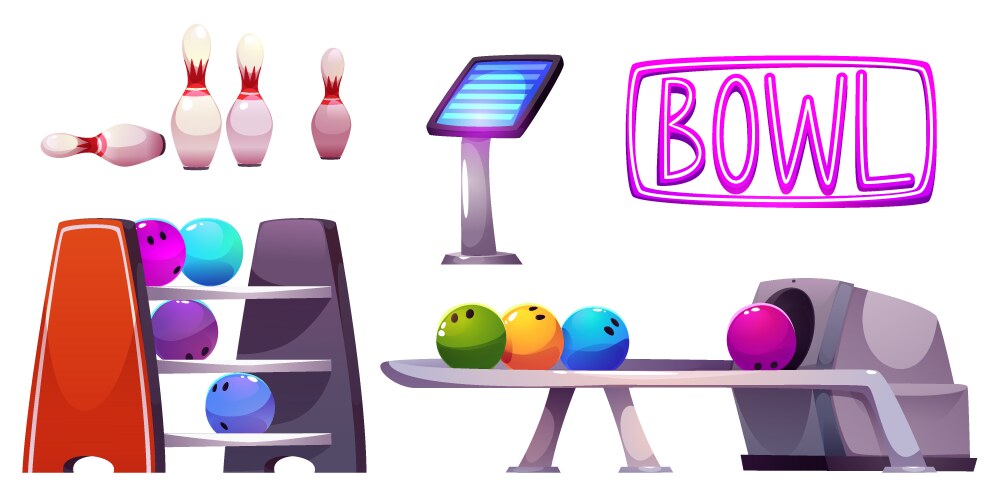 Bowling club equipment set vector image