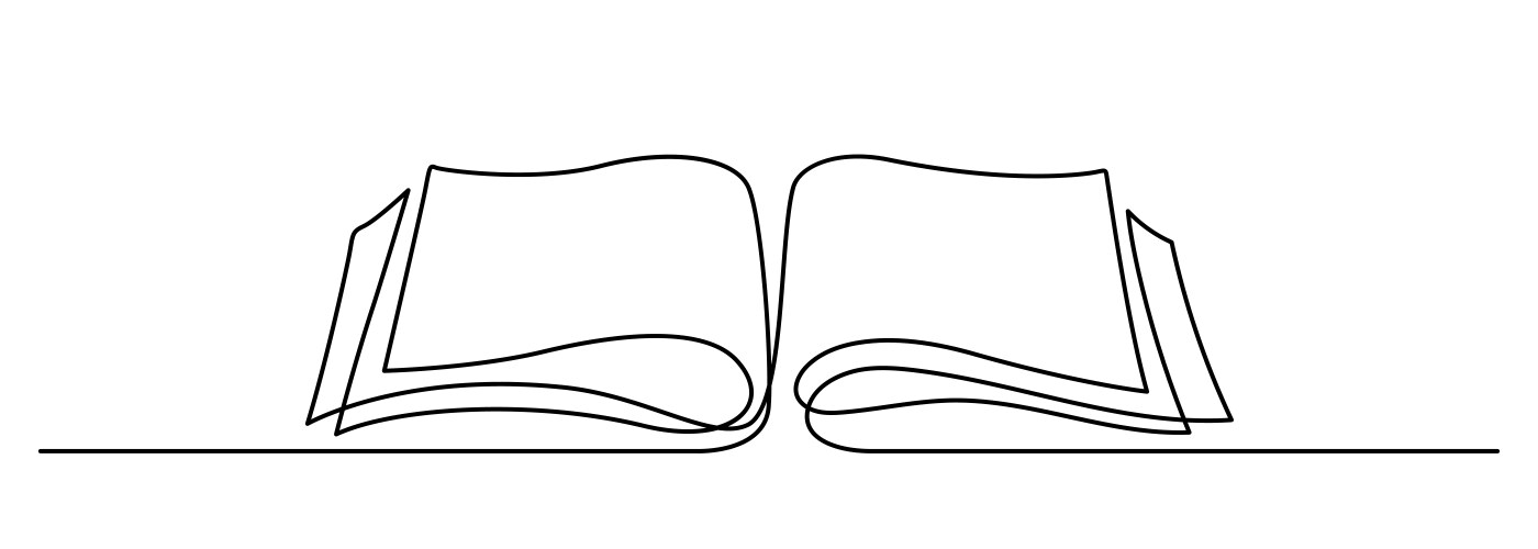 Open book continuous line drawing vector image