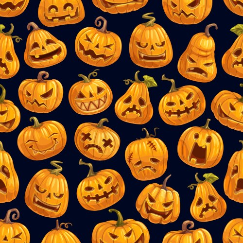 Halloween pumpkin pattern holiday card design vector image