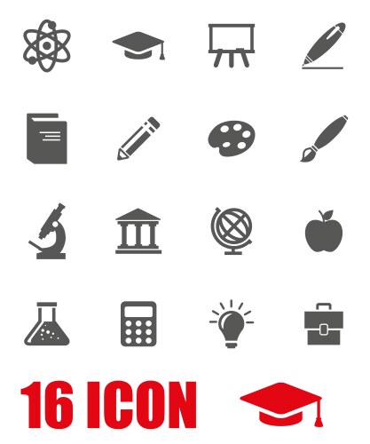 Grey education icon set vector image