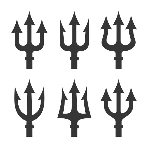 Trident silhouette set on white background vector image