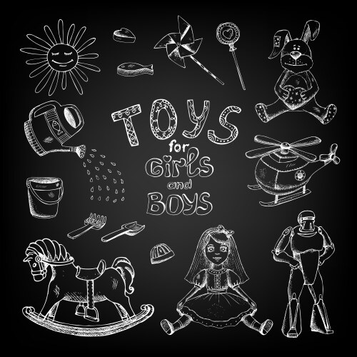 chalkboard toys for girls and boys vector image