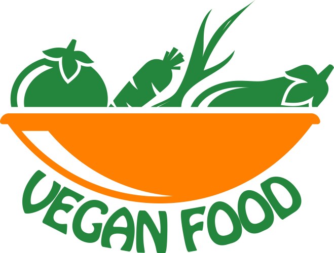 Vegan food icon with vegetables vector image