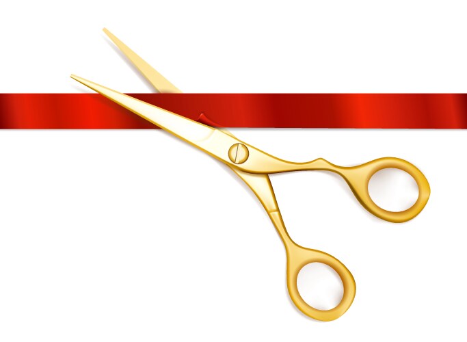 scissors cut red ribbon vector image