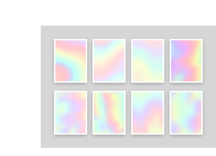 Set 8 realistic holographic backgrounds vector image