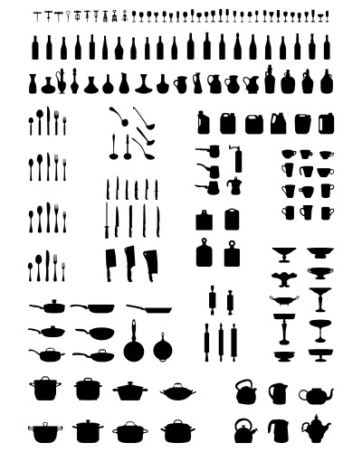 Silhouettes of kitchenware vector image