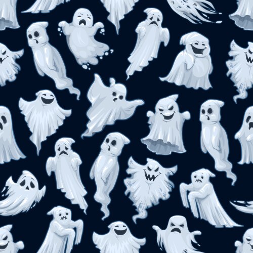 Halloween holiday cartoon ghost seamless pattern vector image