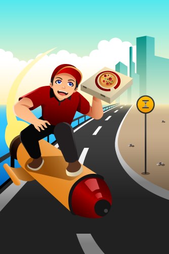 Pizza delivery guy deliver the vector image