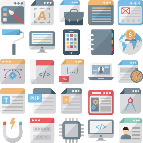 Web design and development isolated icons vector image