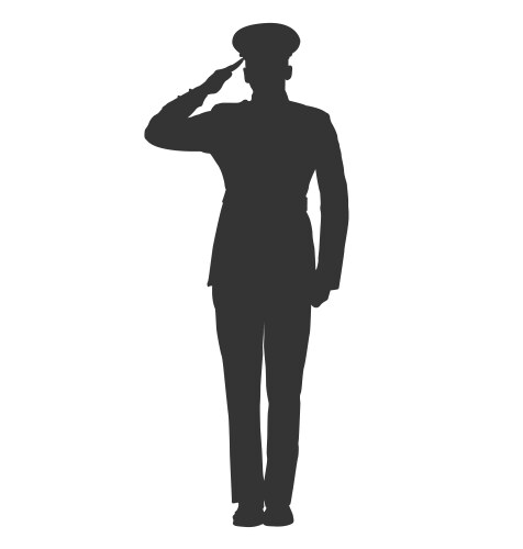 Military or police salute silhouette vector image