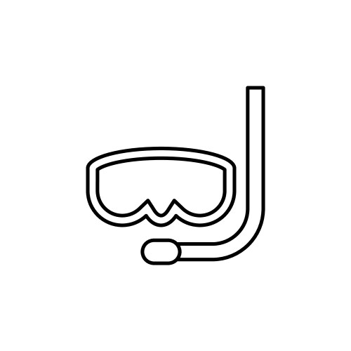 Snorkeling mask linear icon on white background vector image