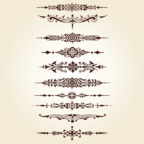 Vintage decorative ornaments text dividers set vector image