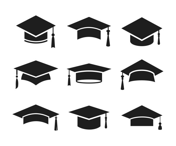 Academic graduation hat icon set vector image