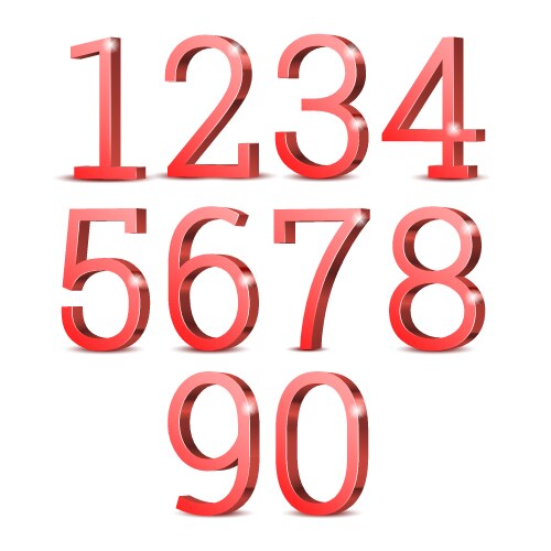 Red 3d numbers vector image