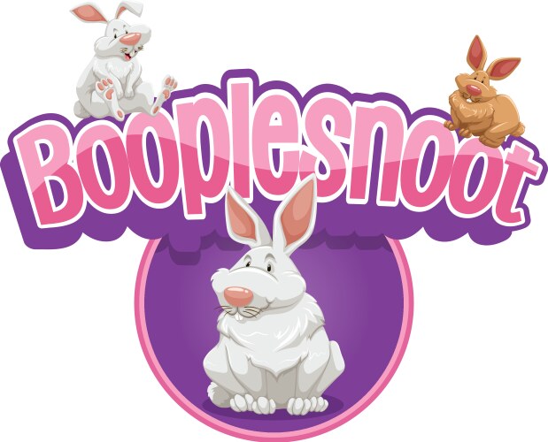 Booplesnoot font design with a cute rabbit vector image