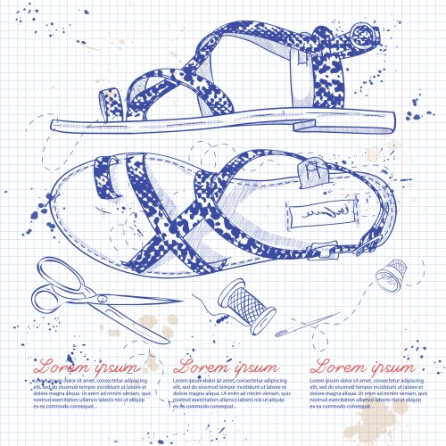 Fashion sketch womens shoes vector image