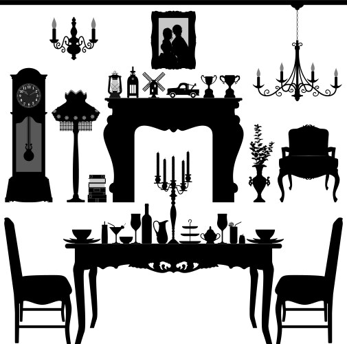 Dining area traditional old antique furniture vector image