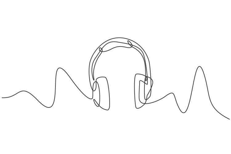 Single continuous line drawing headphone vector image