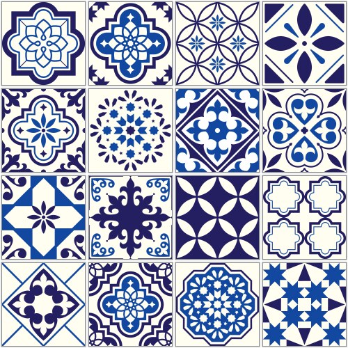 Tile pattern lisbon floral mosaic vector image