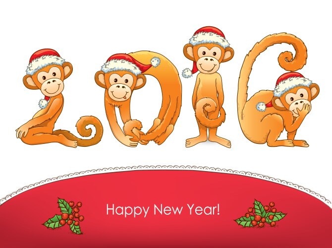 New year card monkey vector image