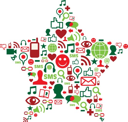 Social media icons in christmas star vector image