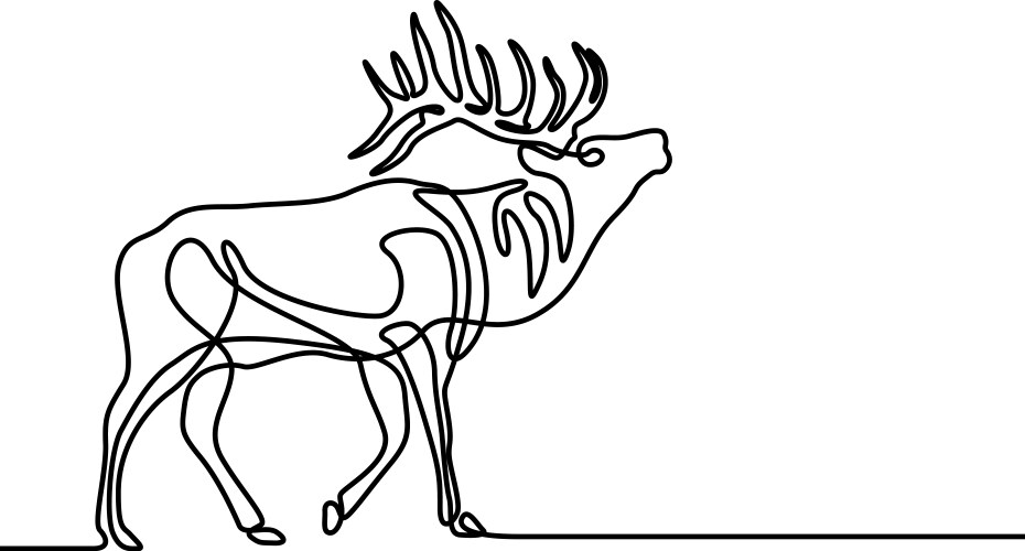 Continuous one line howling elk vector image