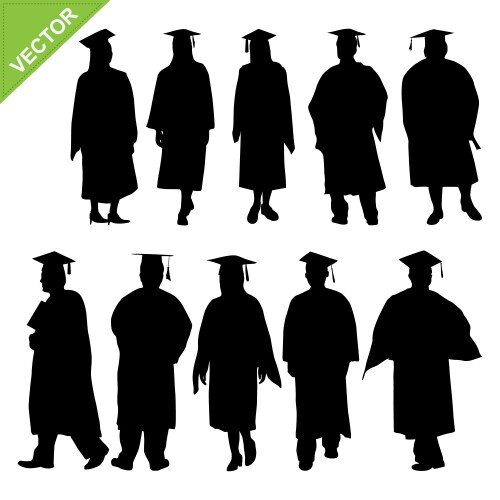 Graduate silhouettes vector image