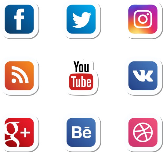 Social media icons set stickers vector image