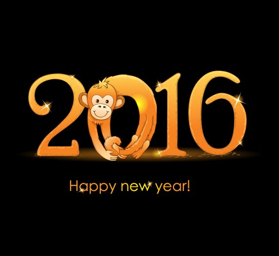 New year card with monkey3 vector image