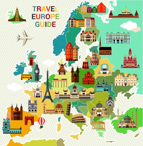 europe travel map vector image