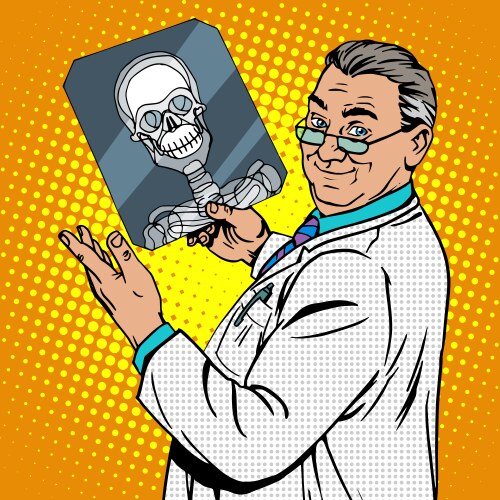 Doctor surgeon x-rays skull vector image