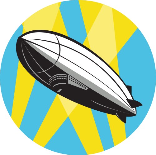 Zeppelin blimp flying overhead circle retro vector image