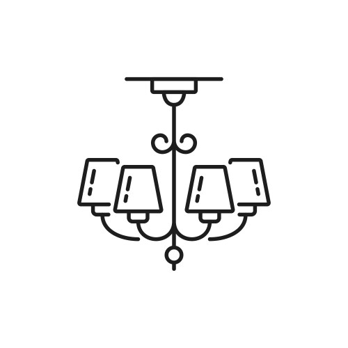 Chandelier lamp or ceiling light fixture line icon vector image