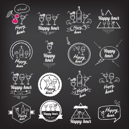 Happy hour party invitation cocktail chalkboard vector image