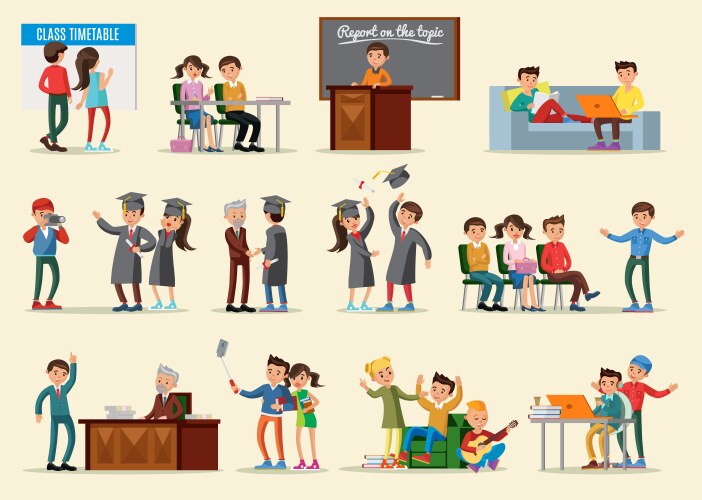 People in university collection vector image