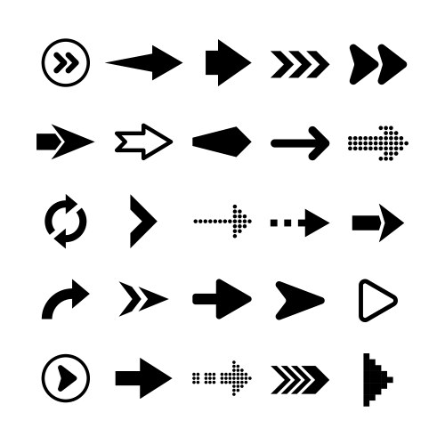 black arrows set on white background arrow vector image