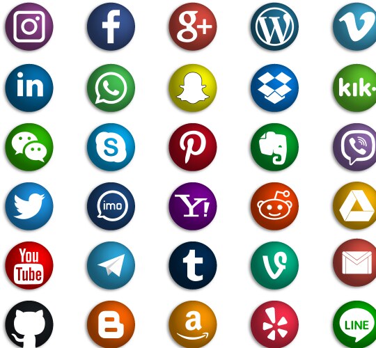 Colorful social media 3d icons pack vector image